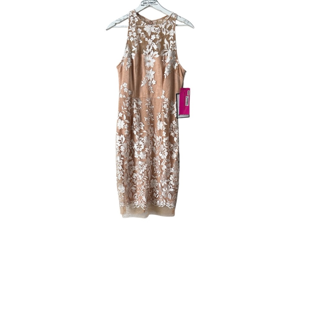 Betsey Johnson Embroidered Mesh Illusion Dress In Nude Ivory Size 4 NWT - Picture 2 of 8